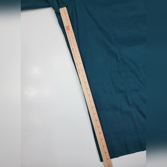 J. Jill Womens Wide Leg Linen Stretch Pants XL Teal Green Belted High Rise New - Picture 11 of 12